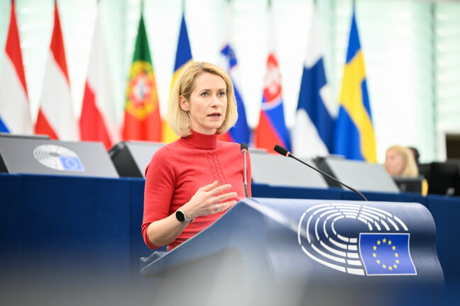 Kaja Kallas speaking at the European Parliament plenary in Strasbourg, June 2026