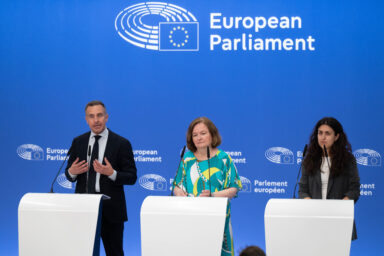Press conference on the European Democracy Shield on the EUDS draft report on findings and recommendations. Photo: EP