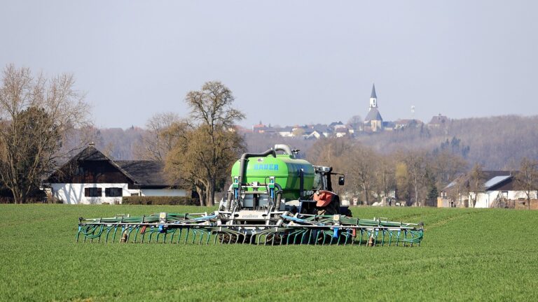 Agricultural machinery working in a field