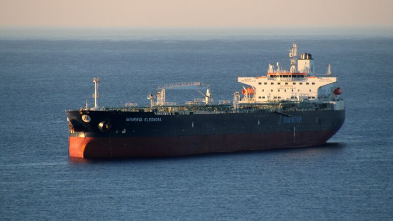 Tanker Minerva Eleonora sailing at sea in open waters