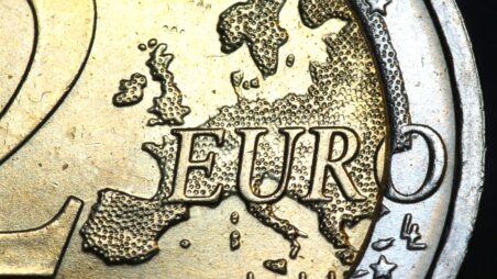Close-up of a two-euro coin