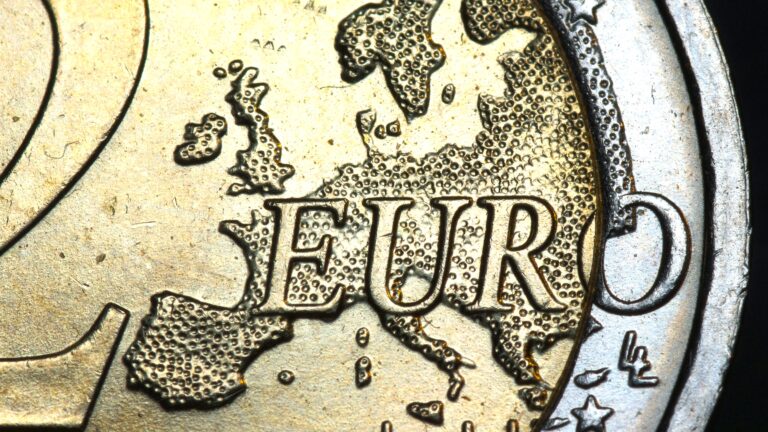 Close-up of a two-euro coin
