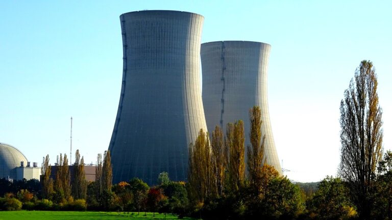 Two cooling towers at a nuclear power plant