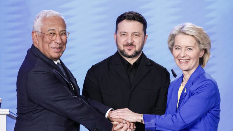 António Costa, Volodymyr Zelenskyy and Ursula von der Leyen