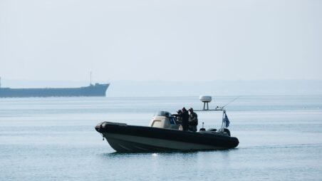 Greek coastguard patrol boat on the Aegean Sea