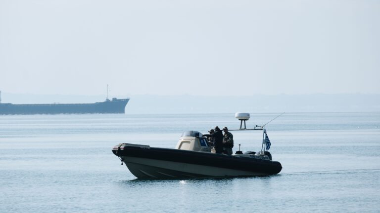 Greek coastguard patrol boat on the Aegean Sea