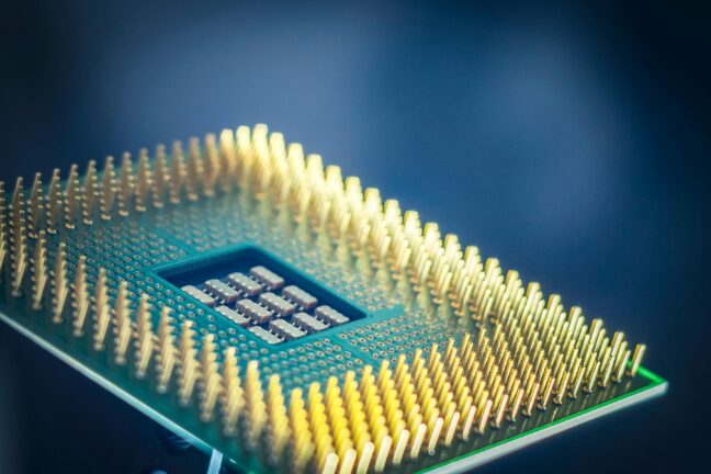 Close-up of a CPU processor chip
