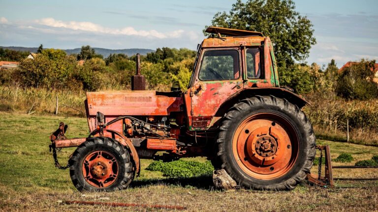 A tractor at a farm