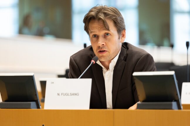 Niels Fuglsang speaking at a European Parliament committee meeting