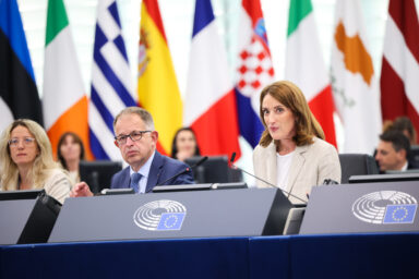 Roberta Metsola at European's Parliament plenary session