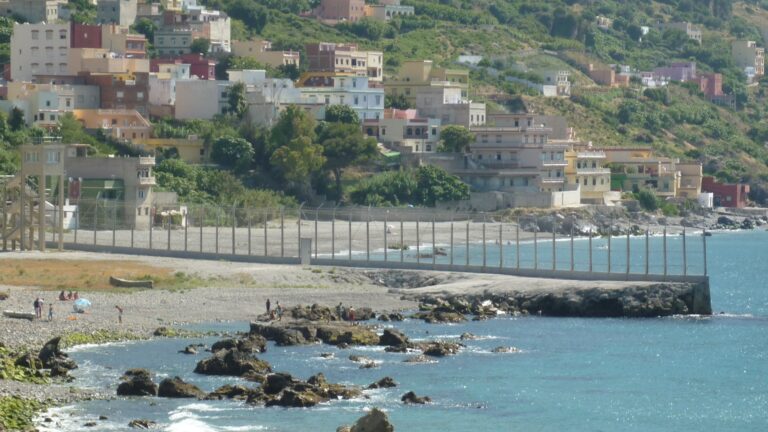 Border fence separating Morocco from the Spanish enclave of Ceuta