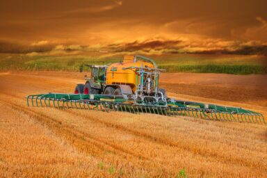 Agricultural machinery working on a field