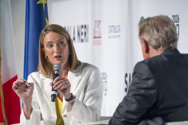 Metsola speaking in Rimini