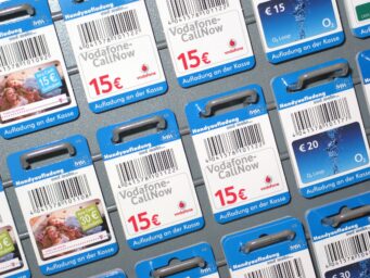 SIM cards on display