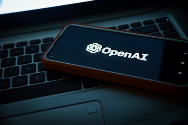 OpenAI displayed on a smartphone.