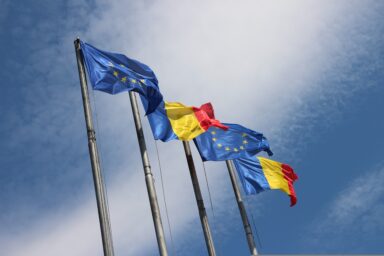 Romanian and EU flags