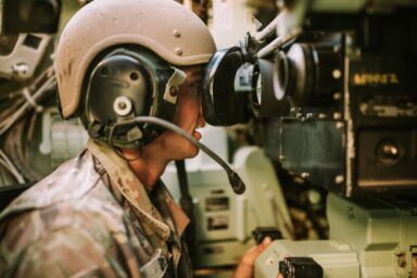 hi-tech soldier with headset