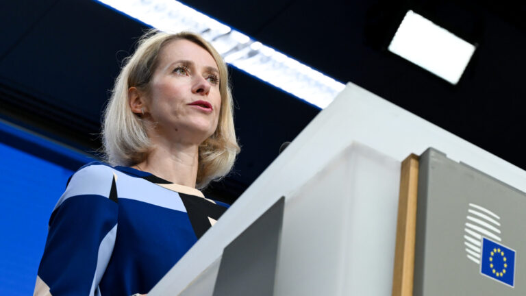 Kaja Kallas at the EU defence ministers meeting