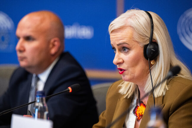 Niamh Smyth attends the European Parliament's Legal Affairs Committee.