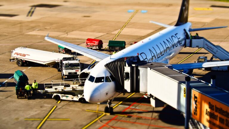 Aircraft parked at an airport gate