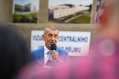 Andrej Babis giving a speech