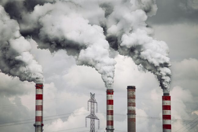 Factory with carbon emissions