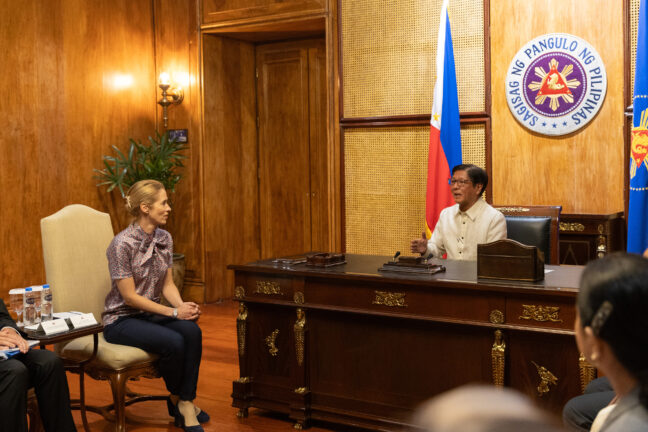 Kaja Kallas, EU High Representative for Foreign Affairs and Security Policy / Vice-President of the European Commission talks to Philippine President Ferdinand Marcos Jr. at the Malacanang Palace in Manila, Philippines on June 2, 2025.