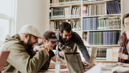 Students in a library