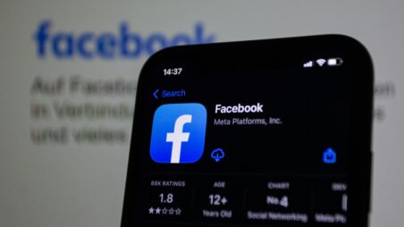 Facebook app open on a smartphone display