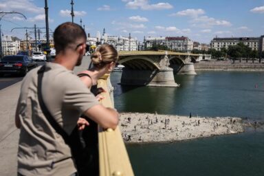 Dry Danube in Budapest