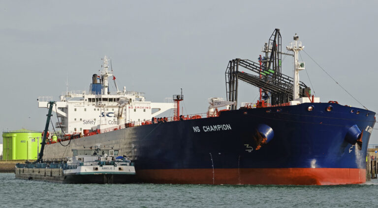 A big oil tanker at sea