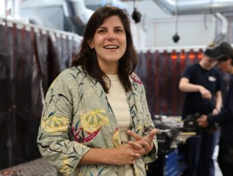 Portrait of Brigitte van den Berg, Dutch member of the European Parliament, smiling