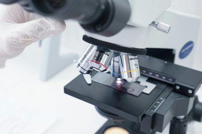 Close-up on a microscope in a laboratory