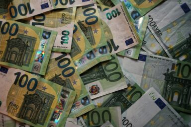 Pile of 100-euro banknotes